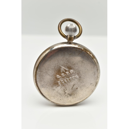 102 - A MILITARY ISSUE 'JAEGER-LE COULTRE' POCKET WATCH, manual wind, round black dial, Arabic numerals, s... 