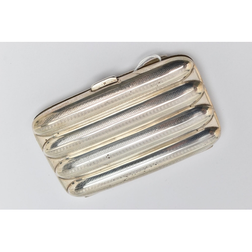 153 - A 1920'S SILVER CIGAR CASE AND CIGAR, the hinged case with engine turned decoration, opening to reve... 