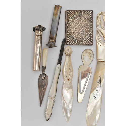 167 - A SELECTION OF SILVER AND ITEMS, to include a late Victorian silver fruit knife, hallmarked 'Sampson... 