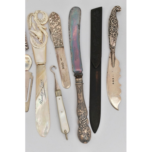 167 - A SELECTION OF SILVER AND ITEMS, to include a late Victorian silver fruit knife, hallmarked 'Sampson... 