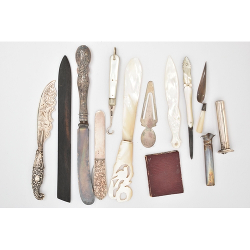 167 - A SELECTION OF SILVER AND ITEMS, to include a late Victorian silver fruit knife, hallmarked 'Sampson... 