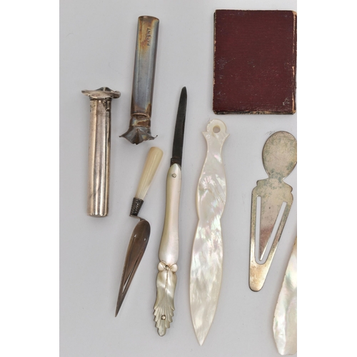 167 - A SELECTION OF SILVER AND ITEMS, to include a late Victorian silver fruit knife, hallmarked 'Sampson... 