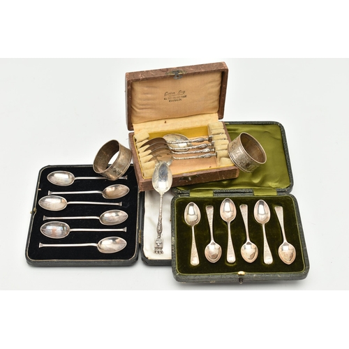 176 - A SELECTION OF SILVER ITEMS, to include a cased set of teaspoons, hallmarked 'Cooper Brothers & Sons... 