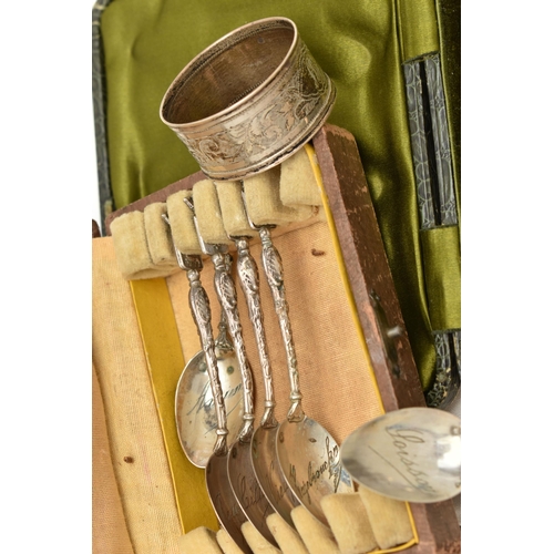 176 - A SELECTION OF SILVER ITEMS, to include a cased set of teaspoons, hallmarked 'Cooper Brothers & Sons... 