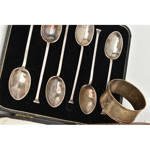 176 - A SELECTION OF SILVER ITEMS, to include a cased set of teaspoons, hallmarked 'Cooper Brothers & Sons... 