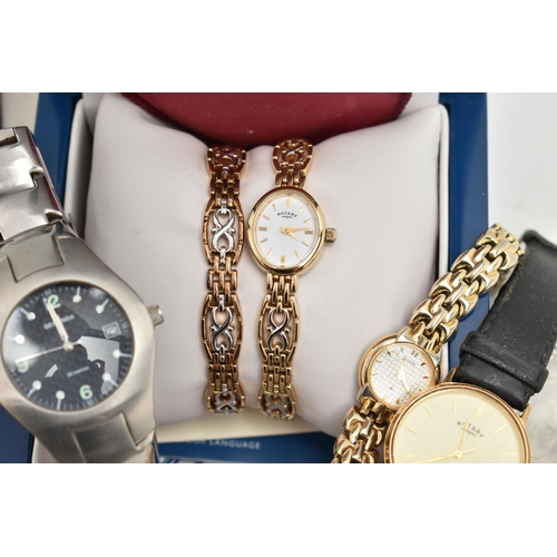 182 - A SELECTION OF ITEMS, to include a 9ct gold gents 'Rotary Elite' wristwatch, hallmarked 9ct London, ... 