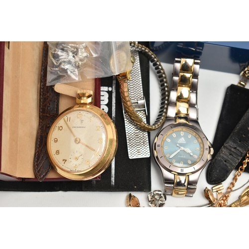 182 - A SELECTION OF ITEMS, to include a 9ct gold gents 'Rotary Elite' wristwatch, hallmarked 9ct London, ... 