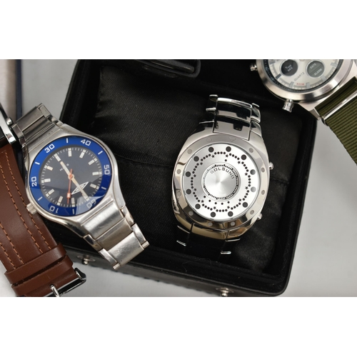 185 - AN ASSORTMENT OF WRISTWATCHES, to include a gold plated 'Swatch Irony' wristwatch SR726SW, a 'Swatch... 