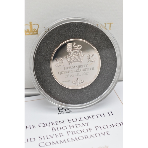 206 - A CASED 'THE QUEEN ELIZABETH II BIRTHDAY SOLILD SILVER PROOF PIEDFORT COMMEMORATIVE', hallmarked sil... 