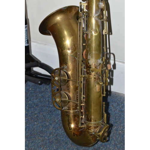 323 - A DEARMAN PRESIDENT TENOR SAXOPHONE, serial no 10373, engraved with 'Dearman, President, Foreign' an... 