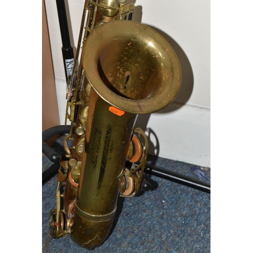 323 - A DEARMAN PRESIDENT TENOR SAXOPHONE, serial no 10373, engraved with 'Dearman, President, Foreign' an... 