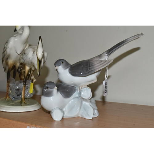 325 - TWO LLADRO AND KERAMOS WIEN FIGURE GROUPS OF BIRDS, comprising Lladro 'Birds', no 4667, sculpted by ... 