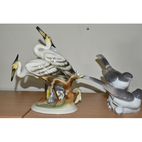 325 - TWO LLADRO AND KERAMOS WIEN FIGURE GROUPS OF BIRDS, comprising Lladro 'Birds', no 4667, sculpted by ... 