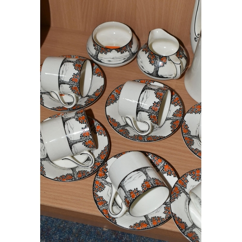 345 - A FIFTEEN PIECE CROWN DUCAL ORANGE TREE COFFEE SET, A1211, comprising coffee pot, cream jug, sugar b... 