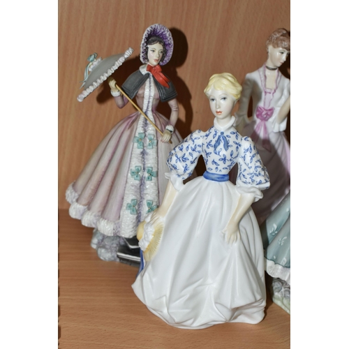 369 - SIX ROYAL WORCESTER FIGURINES, comprising Camille from a limited edition of 500, with certificate (c... 