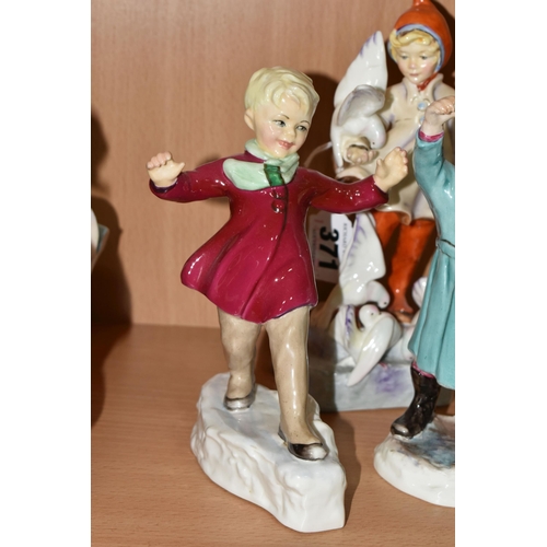 371 - FIVE ROYAL WORCESTER FREDA DOUGHTY FIGURES OF CHILDREN, comprising Only Me no 3226 (repair to hand n... 