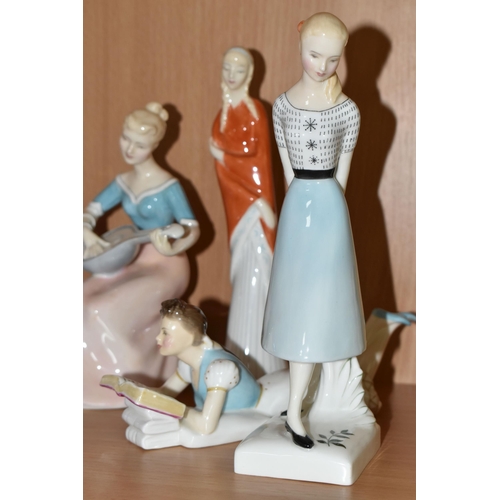 381 - A GROUP OF ROYAL DOULTON FIGURES, comprising Faraway HN2133, Melody HN2202, Teenager HN2203, Sweet S... 