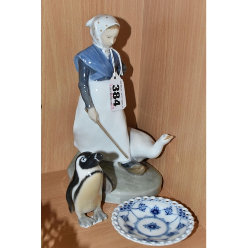 384 - A GROUP OF ROYAL COPENHAGEN PORCELAIN, comprising 528  'Girl Walking Goose' figure, a limited editio... 