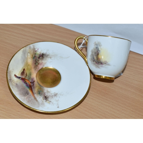 397 - A ROYAL WORCESTER CABINET CUP AND SAUCER, signed by James Stinton, date cypher 1912, decorated with ... 