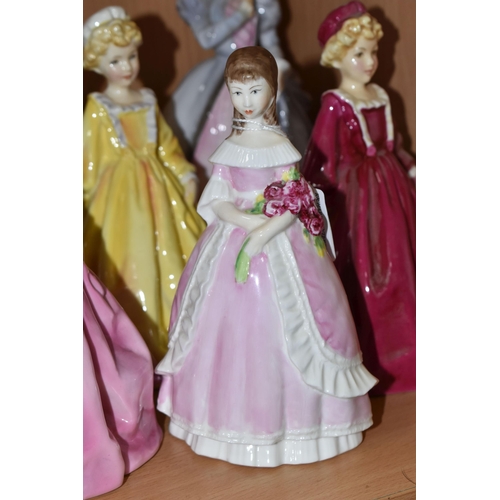 400 - A GROUP OF SIX ROYAL WORCESTER LADIES, comprising Modesty, three figures of Grandmother's Dress 3081... 