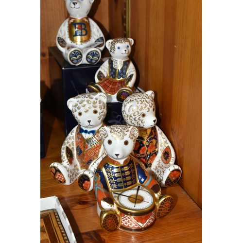 404 - FIVE ROYAL CROWN DERBY IMARI PAPERWEIGHTS, comprising 'Drummer Bear' introduced 1998-2004, gold stop... 