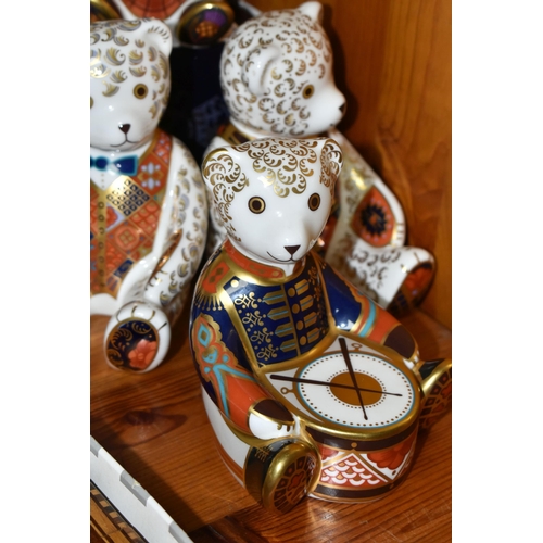 404 - FIVE ROYAL CROWN DERBY IMARI PAPERWEIGHTS, comprising 'Drummer Bear' introduced 1998-2004, gold stop... 