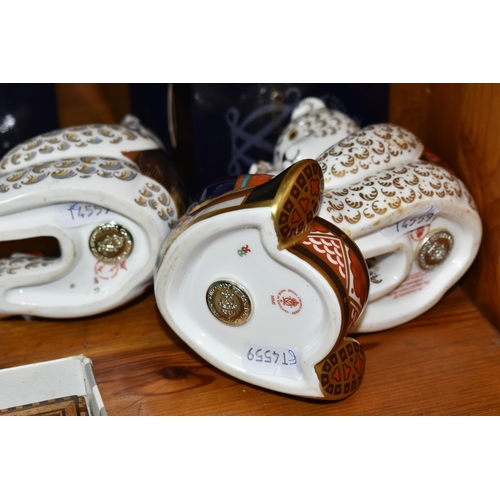 404 - FIVE ROYAL CROWN DERBY IMARI PAPERWEIGHTS, comprising 'Drummer Bear' introduced 1998-2004, gold stop... 