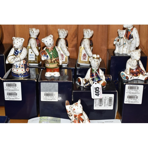 405 - A GROUP OF NINE ROYAL CROWN DERBY MINIATURE TEDDIES MODELLED BY MARK DELF, comprising 'Daddy and Geo... 