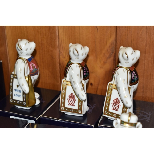 405 - A GROUP OF NINE ROYAL CROWN DERBY MINIATURE TEDDIES MODELLED BY MARK DELF, comprising 'Daddy and Geo... 