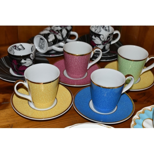 413 - A GROUP OF COFFEE CUPS AND TWO ROYAL WORCESTER 'PRIMULA' TEA CUPS AND SAUCERS, comprising a set of f... 