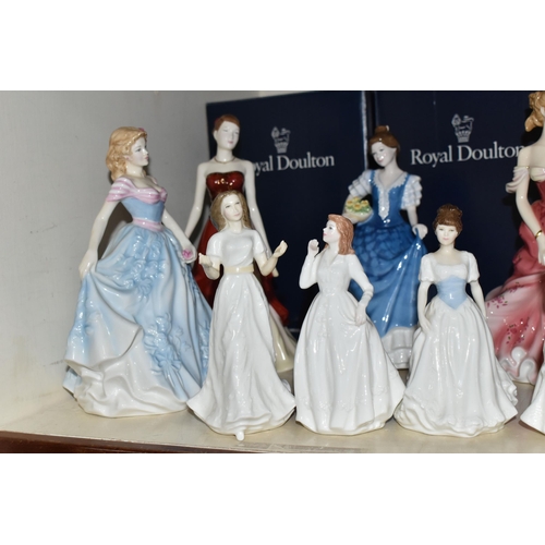 419 - TEN ROYAL DOULTON FIGURINES, comprising Stephanie HN4907 with certificate and box, Elaine HN2791 wit... 