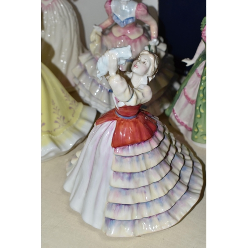 427 - TEN ROYAL DOULTON FIGURINES, comprising Hannah HN3369 with inscription and date 1996 to base togethe... 