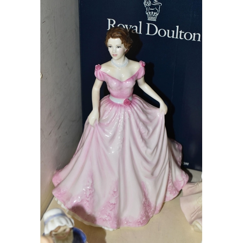 427 - TEN ROYAL DOULTON FIGURINES, comprising Hannah HN3369 with inscription and date 1996 to base togethe... 