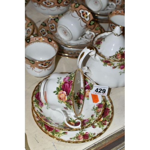 429 - ROYAL ALBERT TEA WARES, comprising Old Country Roses small teapot, two trios -one set marked as a se... 