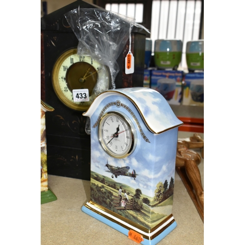 433 - TWO CARRIAGE CLOCKS AND ONE MANTEL CLOCK, including two Bradford Exchange Limited Edition Clocks 'He... 