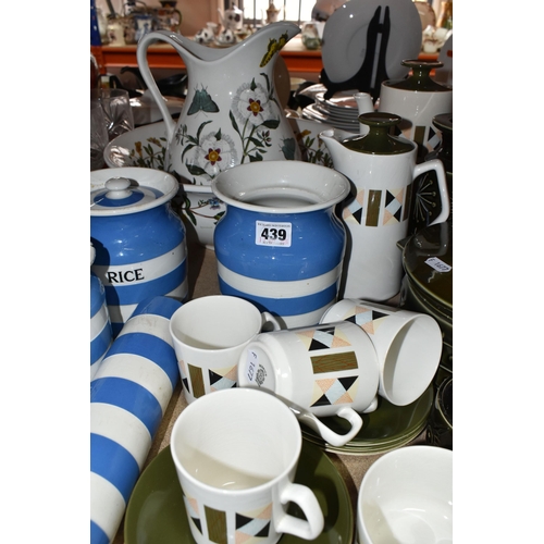 439 - A LARGE COLLECTION OF CERAMIC KITCHENWARE INCLUDING PORTMERION, BESWICK AND T.G. GREEN 'CORNISH WARE... 