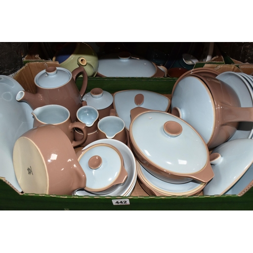 442 - A LARGE VARIETY OF CERAMIC KITCHENWARE AND A SMALL SELECTION OF GLASSWARE including a set of Langley... 