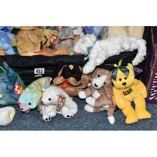 453 - ONE CASE OF PLUSH TOYS INCLUDING TY BEANIE BABIES, RUSS BEARS, KEEL, AND A MAX ZAFF DOLL, ETC, a wid... 