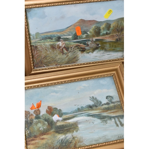 455 - A SELECTION OF PAINTINGS AND PRINTS ETC, to include two early 20th century water landscapes signed J... 