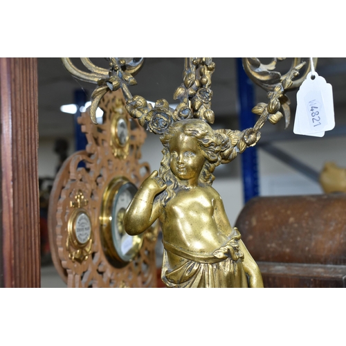 457 - A VINTAGE 'FOREIGN' MANTEL CLOCK, PUTTI STYLE BRASS CANDELABRUM, TRAFALGAR MEMORIAL CLOCK, AND VINTA... 