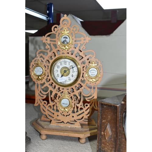 457 - A VINTAGE 'FOREIGN' MANTEL CLOCK, PUTTI STYLE BRASS CANDELABRUM, TRAFALGAR MEMORIAL CLOCK, AND VINTA... 