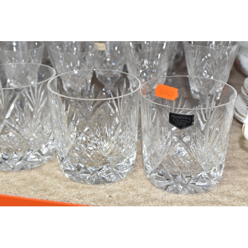 459 - A LARGE COLLECTION OF WORDSLEY AND ROYAL DOULTON CRYSTAL CUT GLASSWARE ETC, including whisky tumbler... 