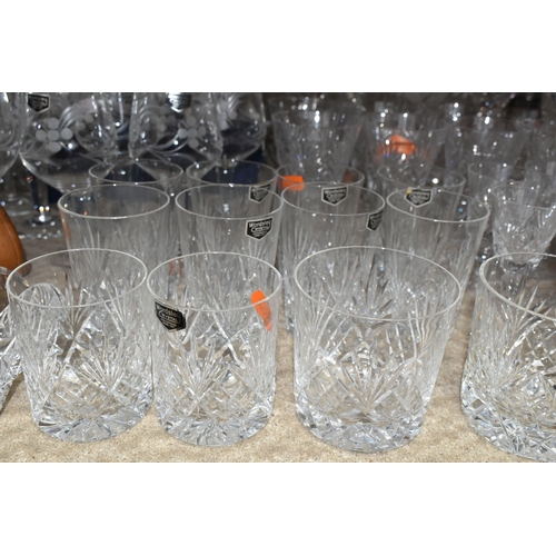 459 - A LARGE COLLECTION OF WORDSLEY AND ROYAL DOULTON CRYSTAL CUT GLASSWARE ETC, including whisky tumbler... 