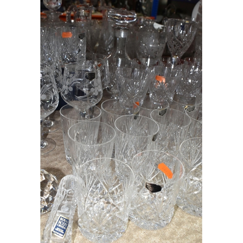 459 - A LARGE COLLECTION OF WORDSLEY AND ROYAL DOULTON CRYSTAL CUT GLASSWARE ETC, including whisky tumbler... 