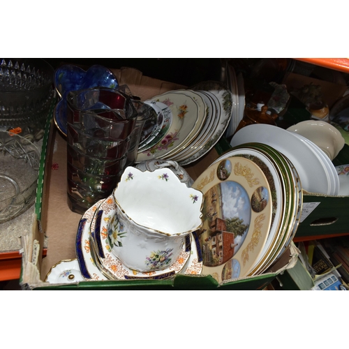 467 - SIX BOXES OF MIXED CERAMICS AND GLASSWARE from named manufacturers including Royal Doulton, Royal Me... 