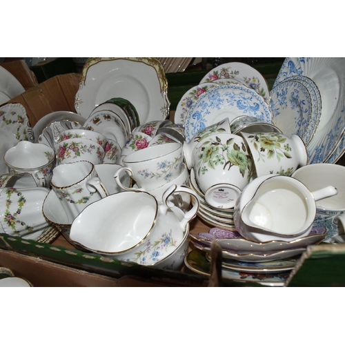 467 - SIX BOXES OF MIXED CERAMICS AND GLASSWARE from named manufacturers including Royal Doulton, Royal Me... 