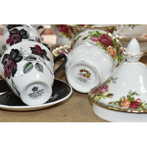 476 - TWO ROYAL ALBERT PORCELAIN PART TEA SETS IN 'MASQUERADE' AND 'OLD COUNTRY ROSES' PATTERNS, including... 