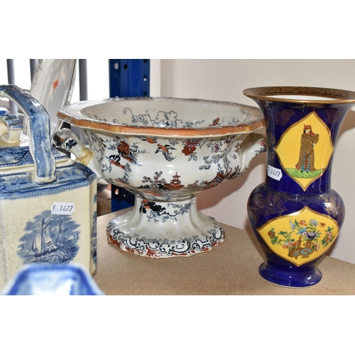 477 - A COLLECTION OF SEVEN MASON'S CERAMIC VESSELS OF VARYING PATTERNS, including an 'American Marine' te... 