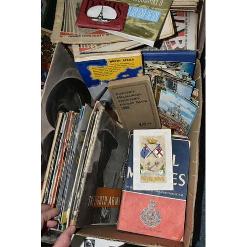 485 - TWO BOXES OF EPHEMERA comprising a large collection of The War Illustrated Magazines, and other WWII... 