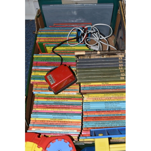 486 - FOUR BOXES OF VINTAGE CHILDREN'S GAMES AND BOOKS AND A 1930s CORINTHIAN 15 BAGATELLE including 1 box... 